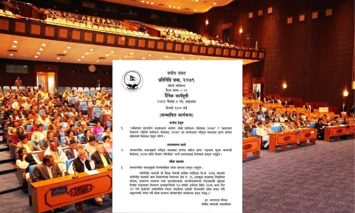 आज प्रतिनिधिसभाको बैठक बस्दै, यस्तो छ सम्भावित कार्यसूची