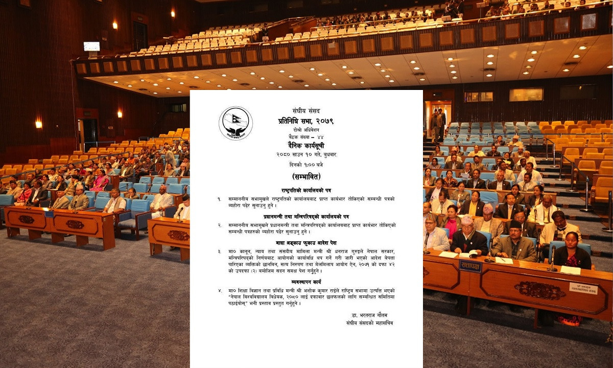 प्रतिनिधिसभा बैठक बस्दै, यस्तो छ सम्भावित कार्यसुची
