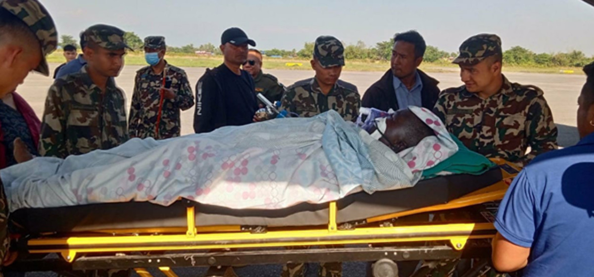 नेपाली सेनाले आगलागीबाट पीडितलाई हवाई उद्धार गर्यो