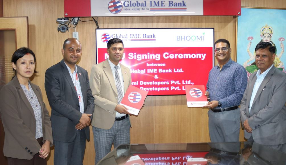ग्लोबल आइएमई बैंक र भूमि डेभलपर्सबीच हरित आवास कर्जा प्रवाहसम्बन्धी सम्झौता