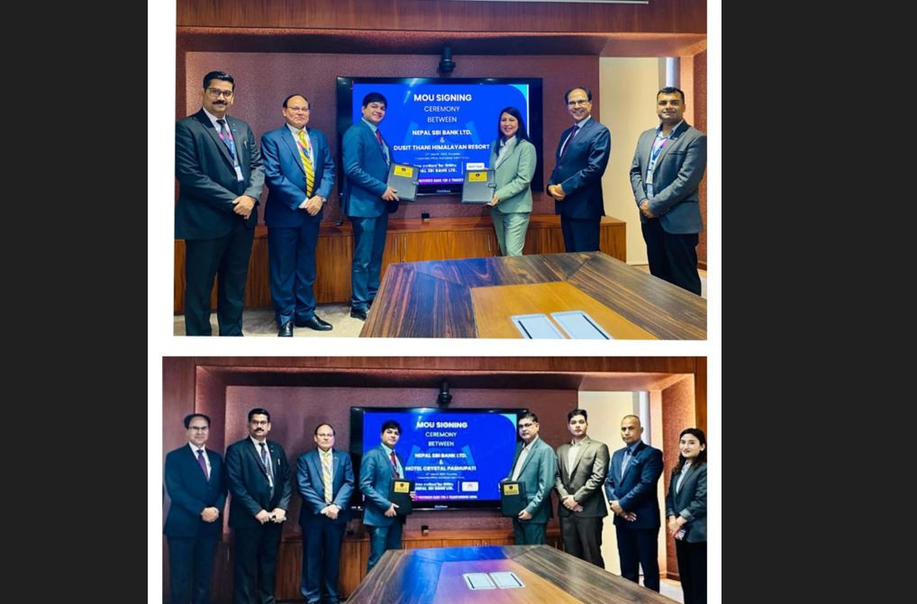 नेपाल एसबिआई बैंकद्धारा दुसित थानी हिमालयन रिसोर्ट, धुलिखेल र होटेल क्रिस्टल पशुपतिसँग छुट सम्बन्धि सम्झौता