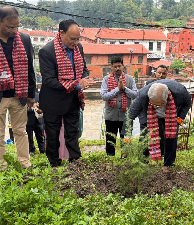 नेपाल एसबिआई बैंकद्वारा पशुपति मन्दिर परिसरमा वृक्षरोपण