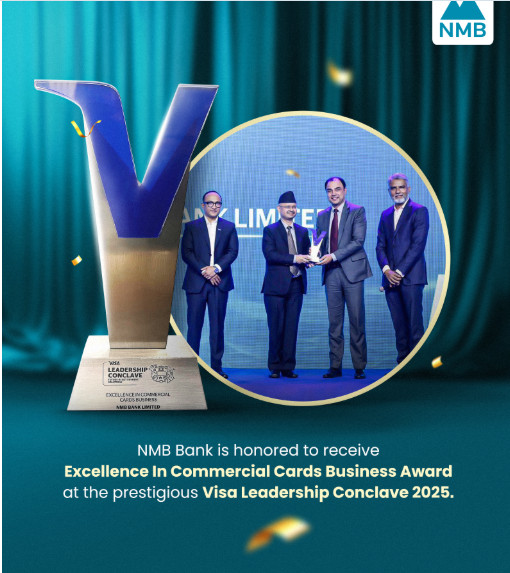 एनएमबि बैंकलाई भिसा इन्टरनेशनल”Excellence in Commercial Cards Business” अवार्ड