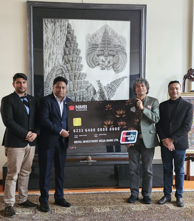 नेपाल इन्भेष्टमेण्ट मेगा बैंकले ल्यायो एनआईएमबी युनियन–पे कार्ड सेवा 